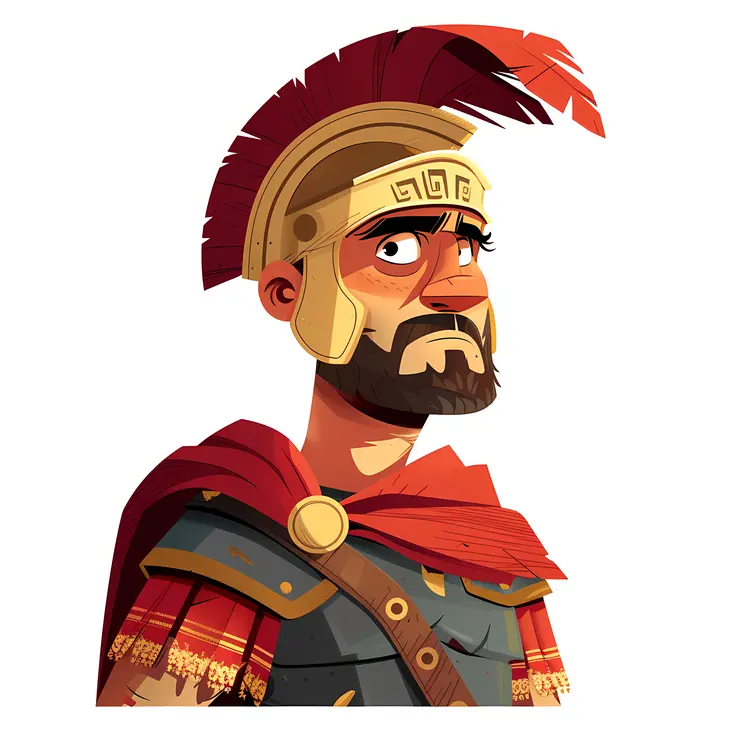 Cartoon Roman Soldier with Red Cape