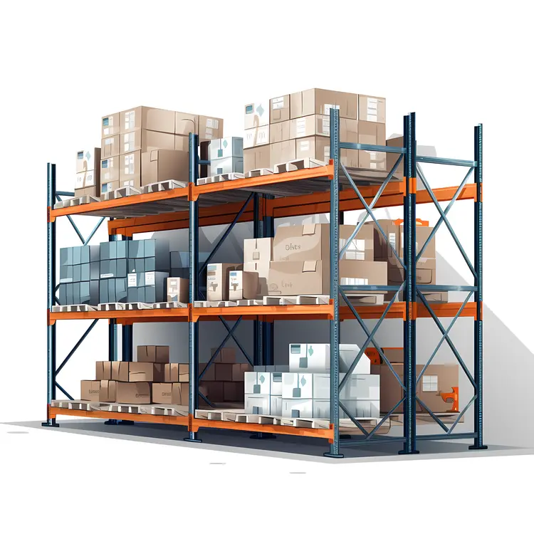 Warehouse Shelves with Boxes