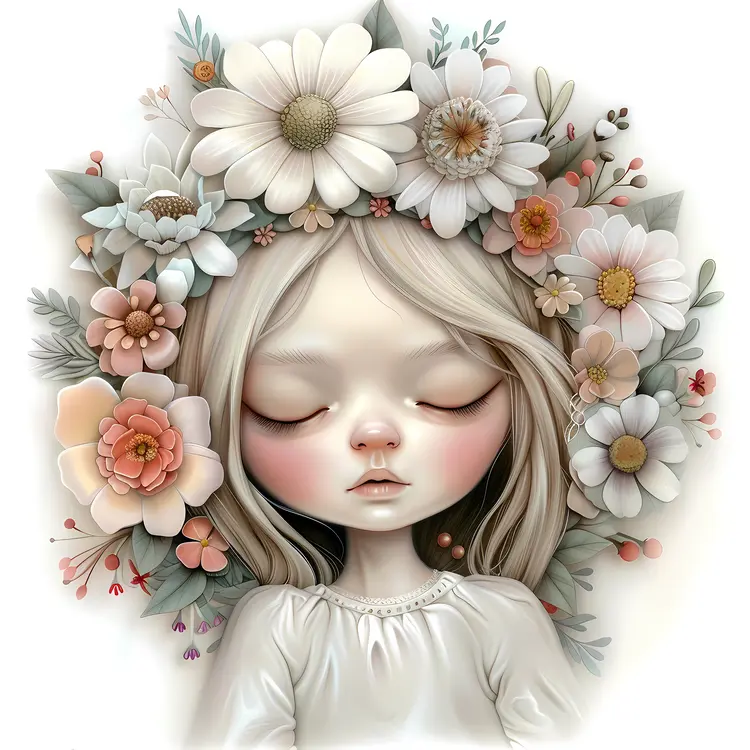 Tranquil Girl with Floral Crown