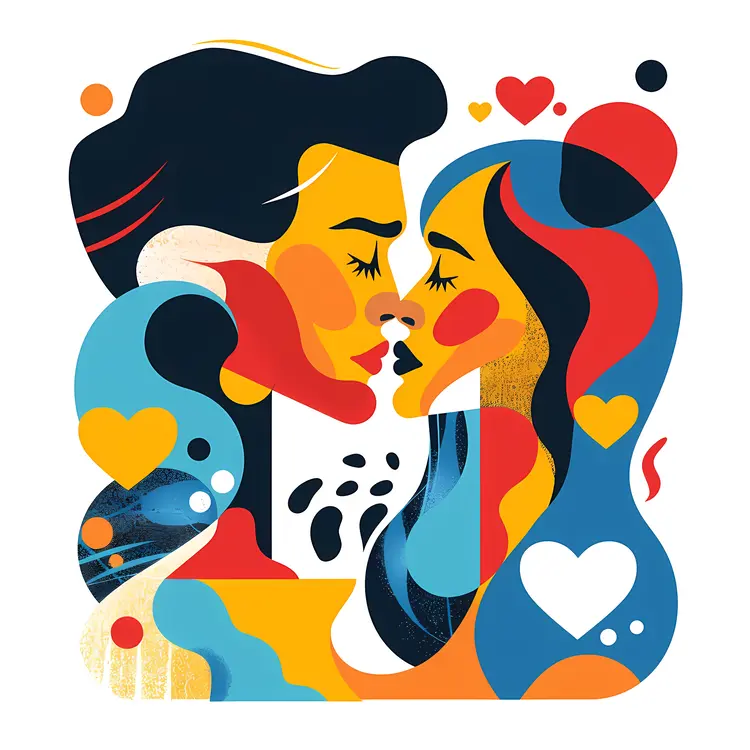 Abstract Art of a Couple in Love