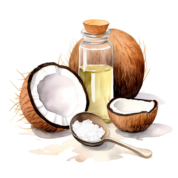 Coconut and Oil with Spoon