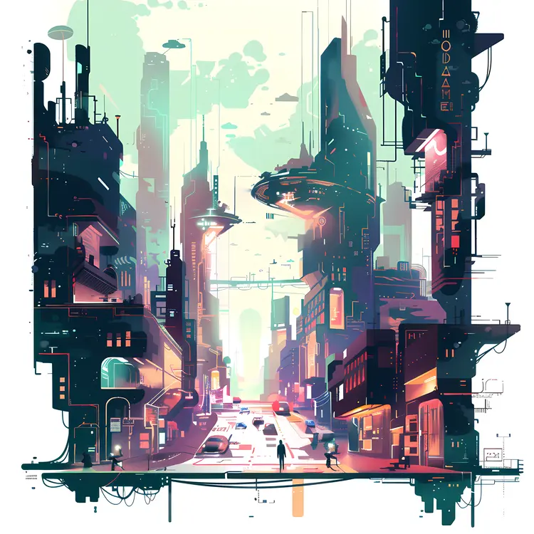 Futuristic City with Skyscrapers