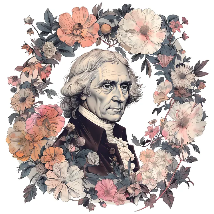 Vintage Portrait with Floral Wreath