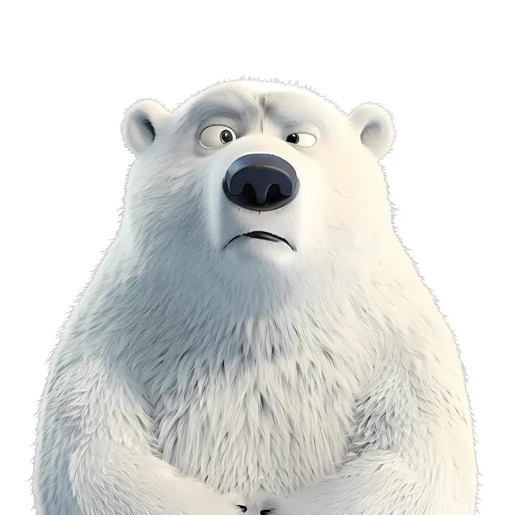 Serious Standing Polar Bear Cartoon