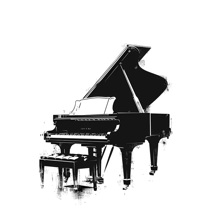 Classic Black and White Piano Drawing