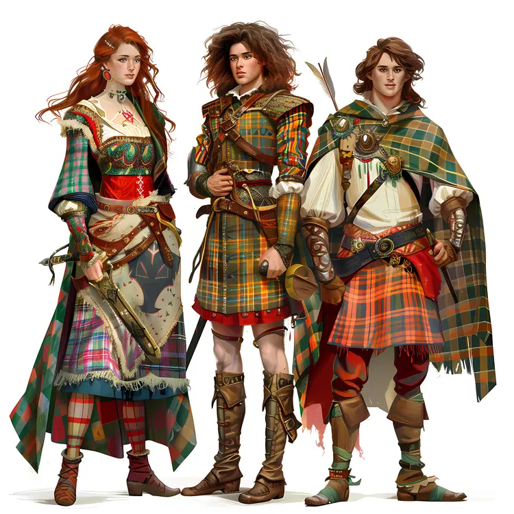 Group of Fantasy Warriors in Plaid