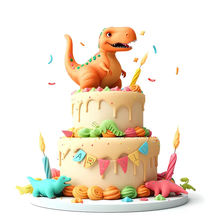 Two-Tier Dinosaur Birthday Cake