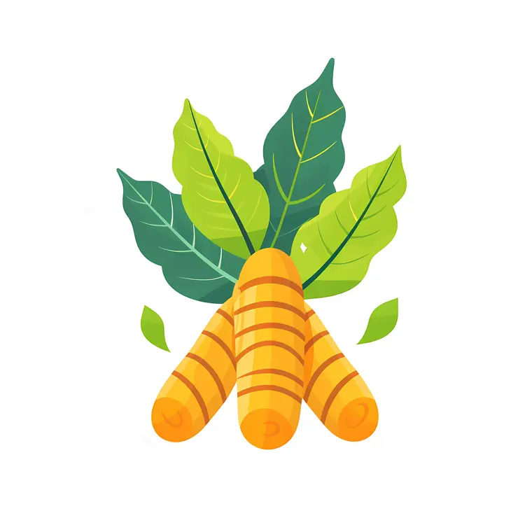 Turmeric Roots with Green Leaves