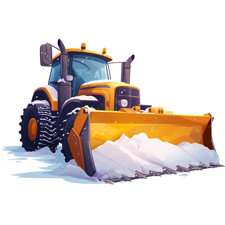 Yellow Snow Plow on Snowy Road