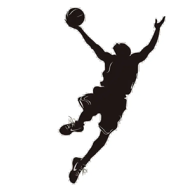 Silhouette of Basketball Player Dunking
