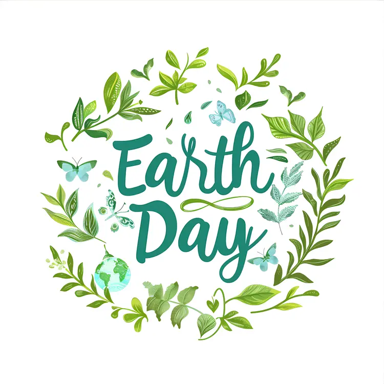 Earth Day with Leaves and Butterflies