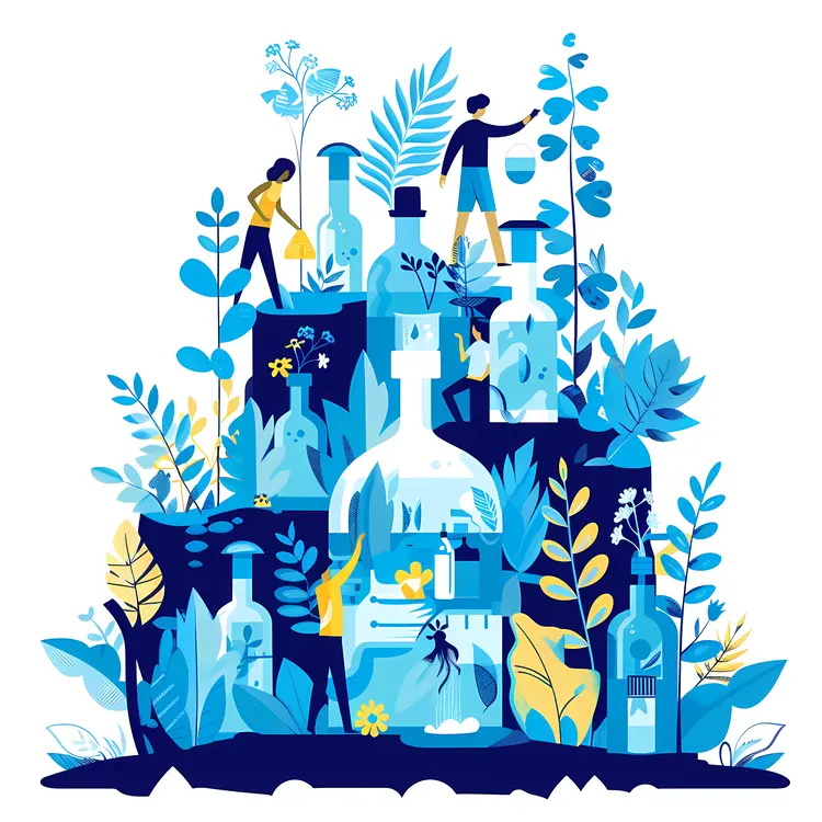 People with Bottles and Plants