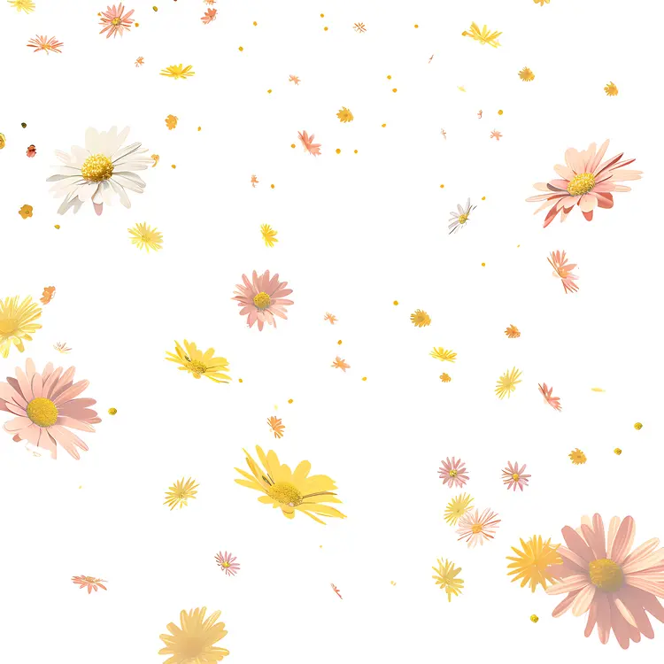 Scattered Yellow and Pink Flowers