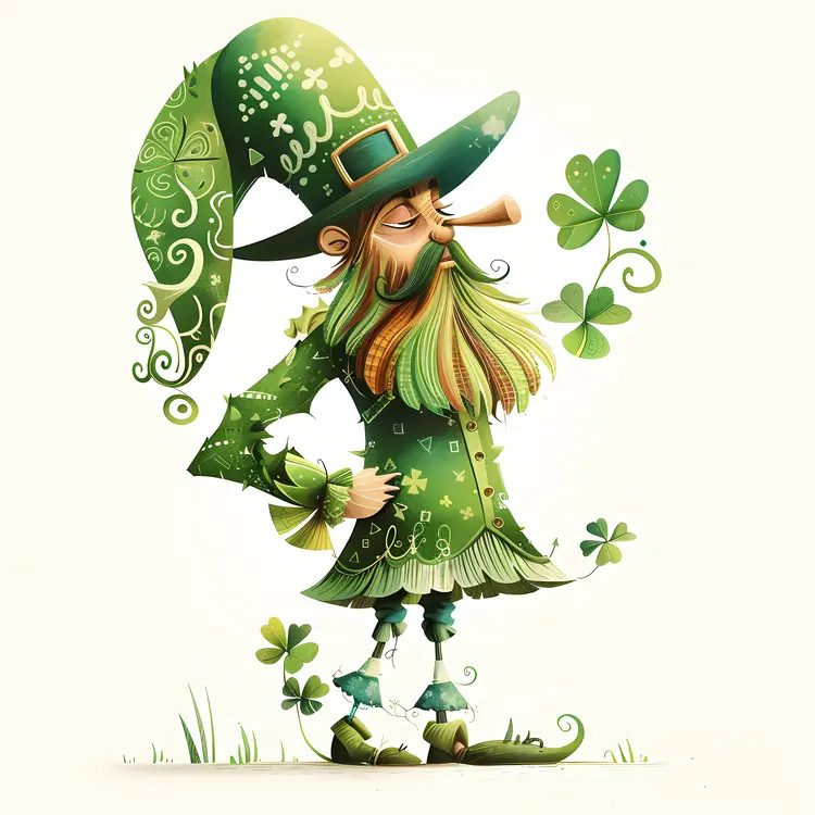 Leprechaun with long hat for St. Patrick's Day