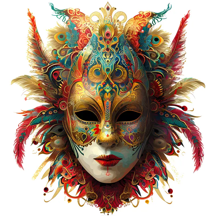 Elaborate Mardi Gras Mask with Feathers