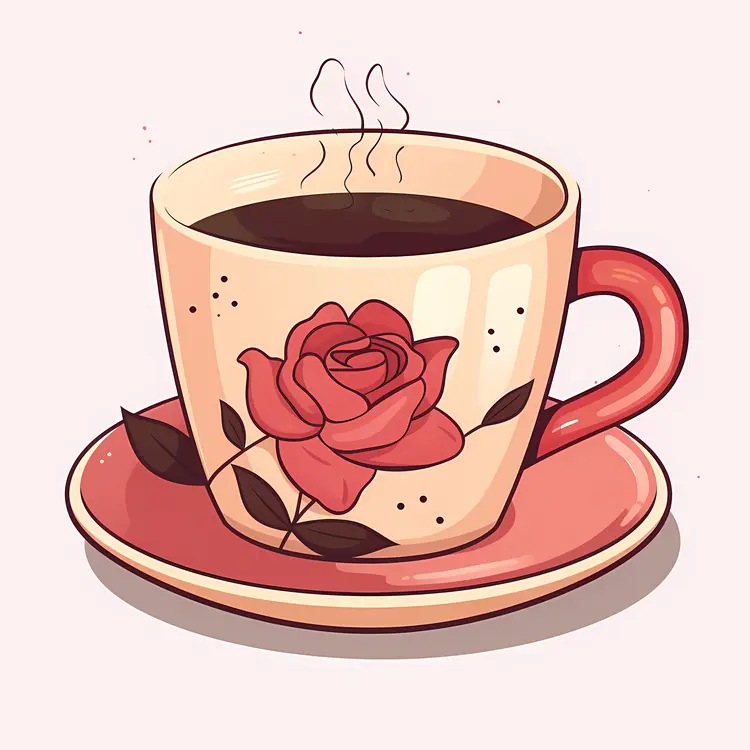 Beautiful Cup with Rose Design