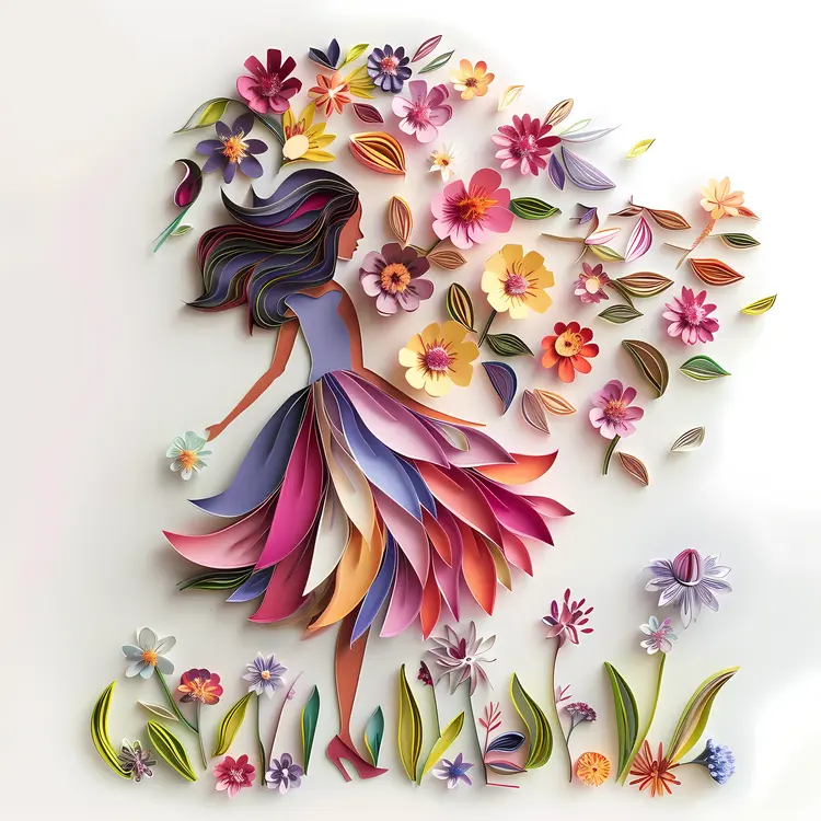 Girl in Floral Dress Art