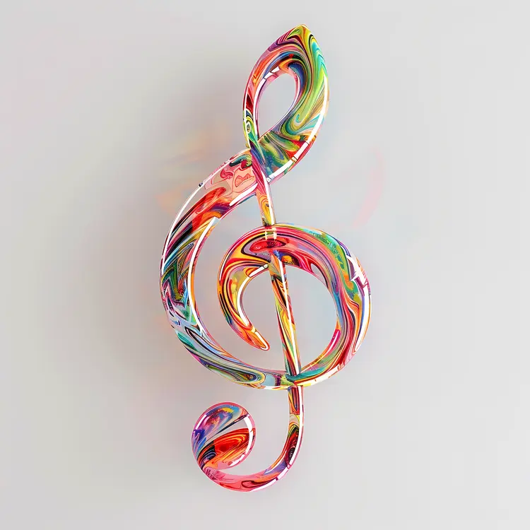 Swirled Colorful Treble Clef Art