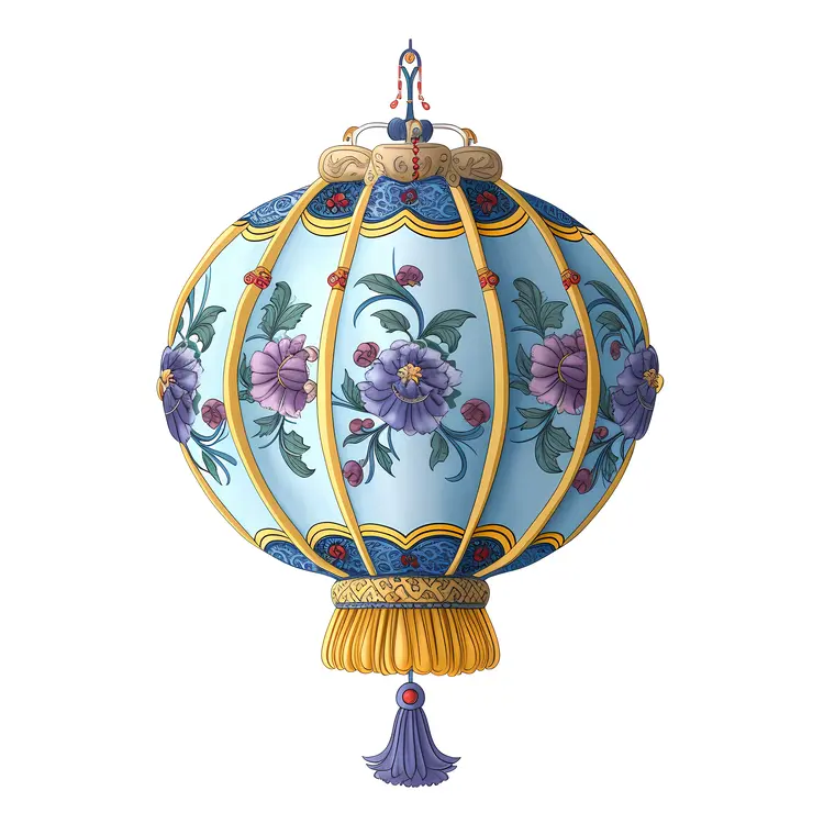 Blue Floral Decorative Lantern