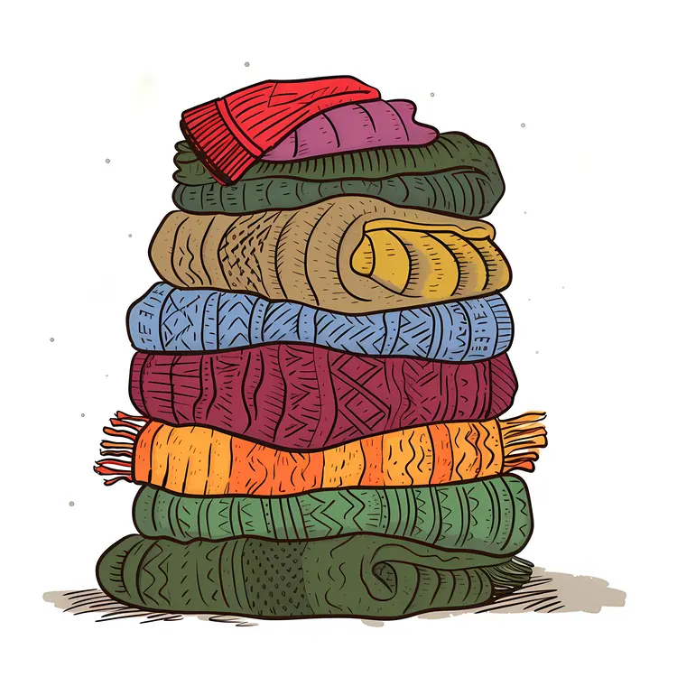 Stack of Folded Sweaters in Different Colors