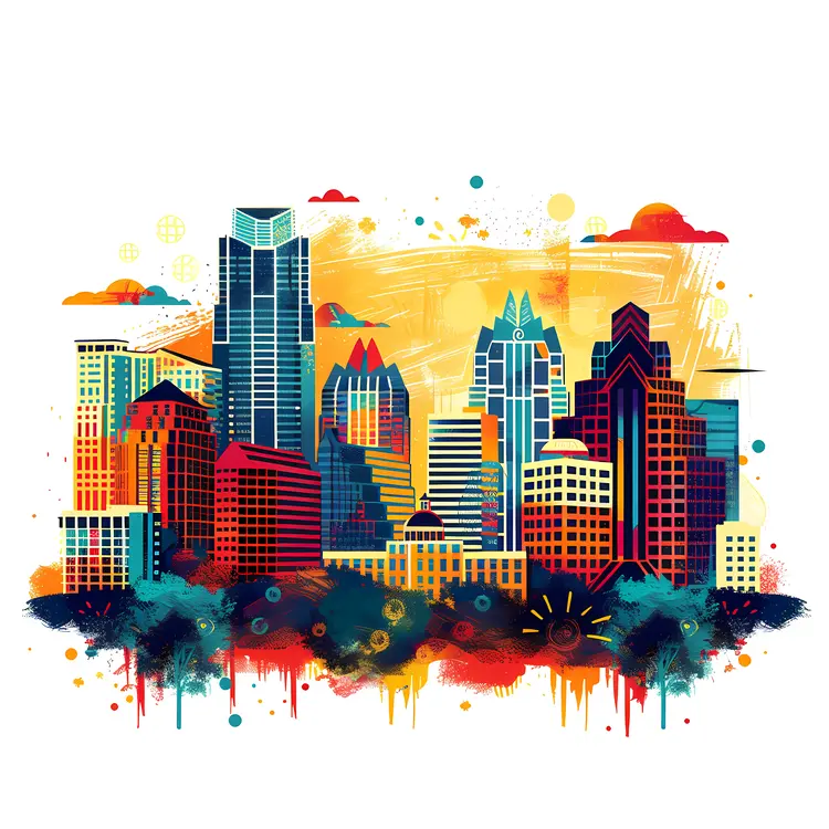 Vibrant Colorful Cityscape