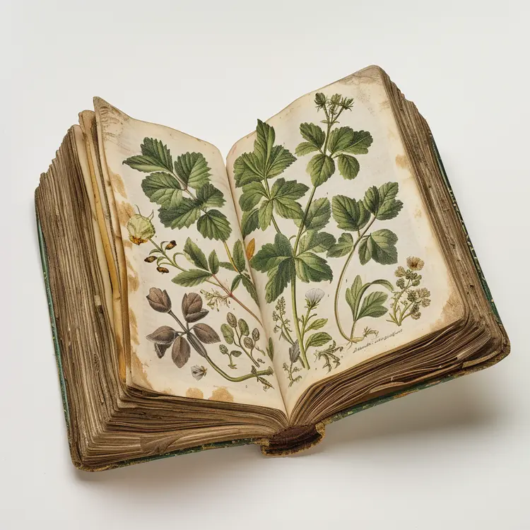 Botanical Book with Plant Illustrations
