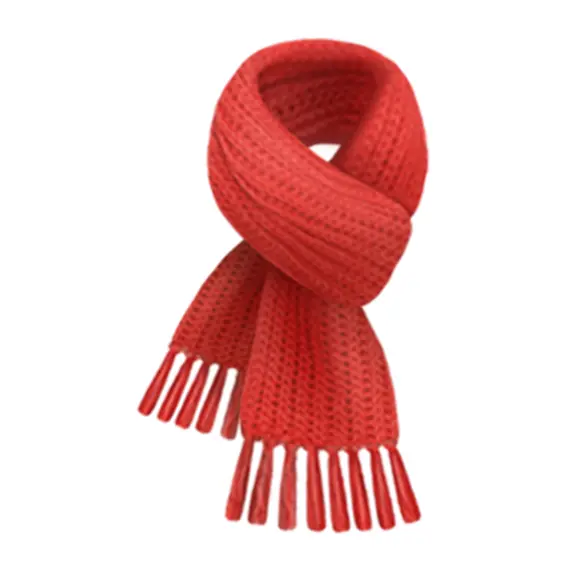 Cozy Red Knitted Scarf with Fringes