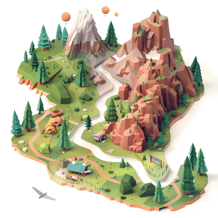 Isometric Mountain Landscape