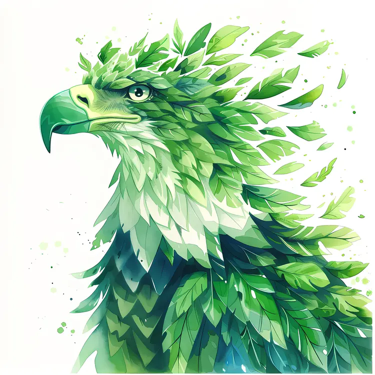 Green Leafy Eagle Illustration