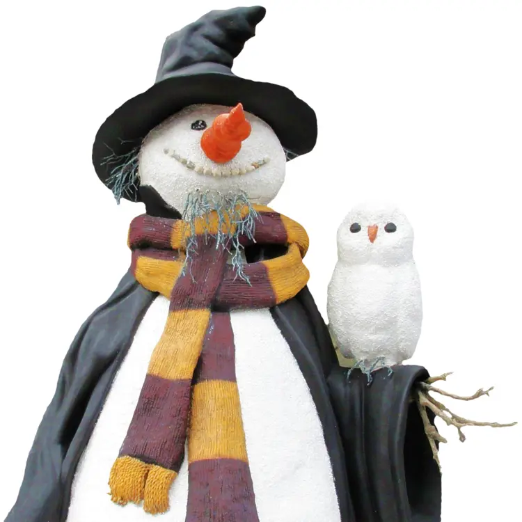 Snowman with Owl in Winter