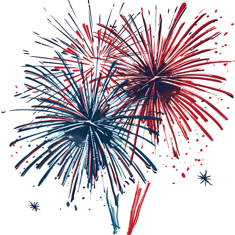 Red and Blue Fireworks Illustration