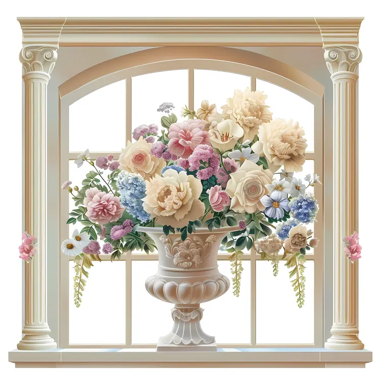 Luxurious Flower Vase by Ornate Window