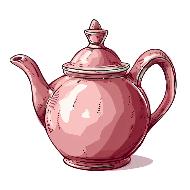 Pink Teapot with Detailed Lid