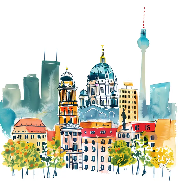 Colorful Berlin Cityscape Illustration