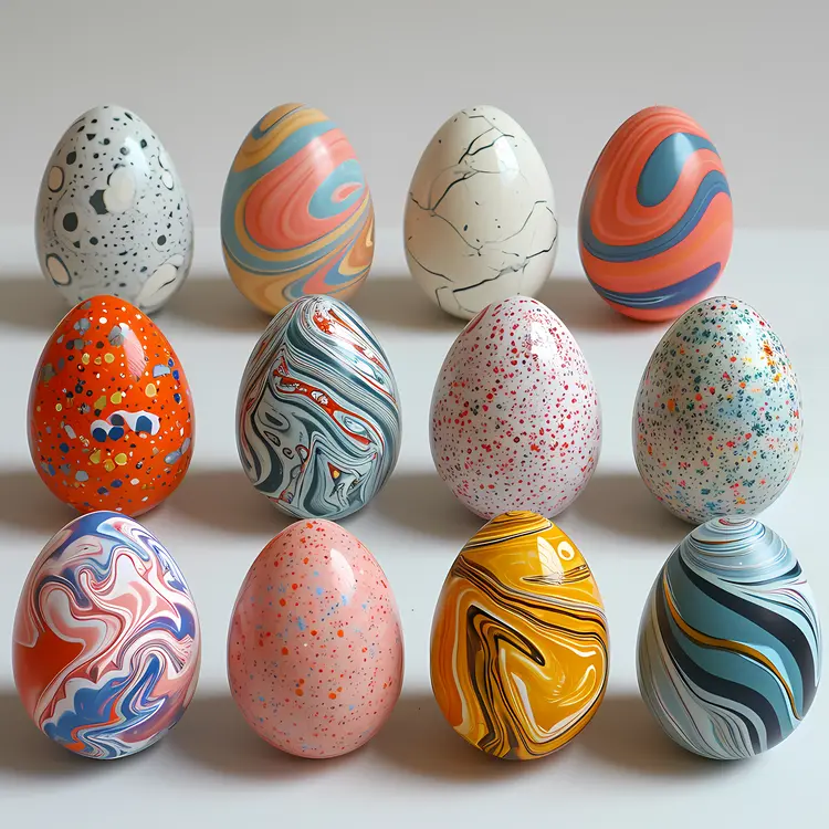 Colorful Decorated Eggs for Easter