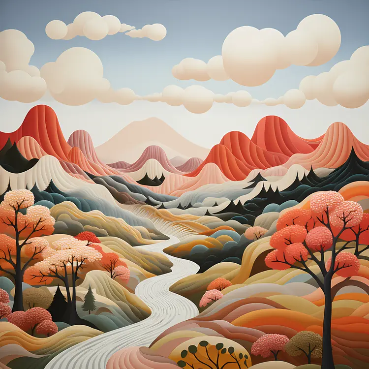 Colorful Landscape with Mountains and River