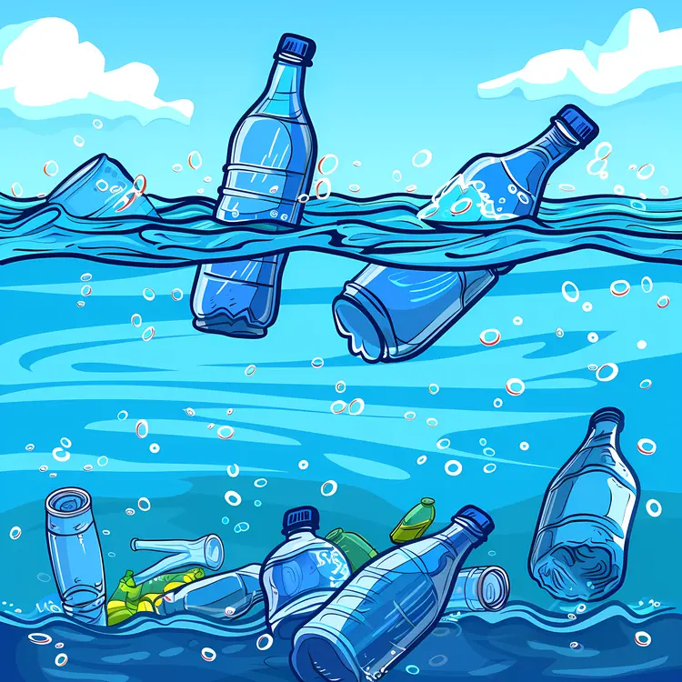 Plastic Bottles and Waste in Water