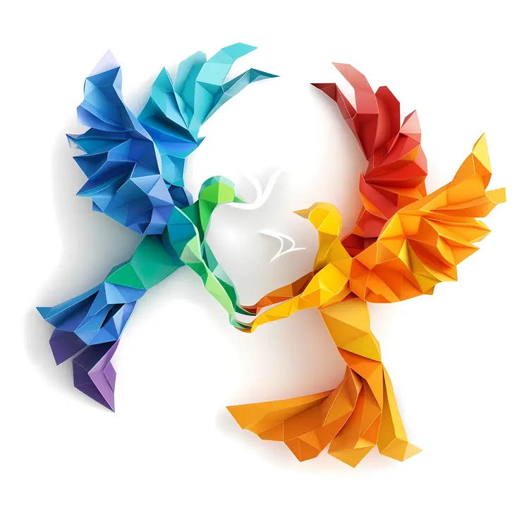 Colorful Origami Birds