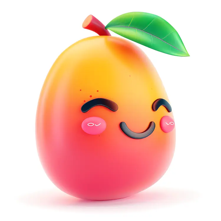 Blushing Mango Cartoon Illustration