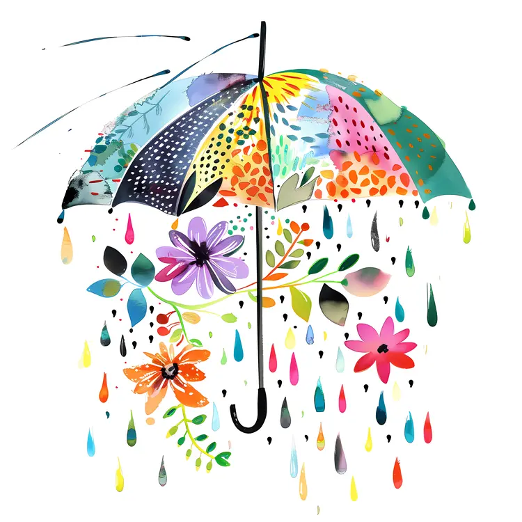 Colorful Umbrella with Vibrant Flowers