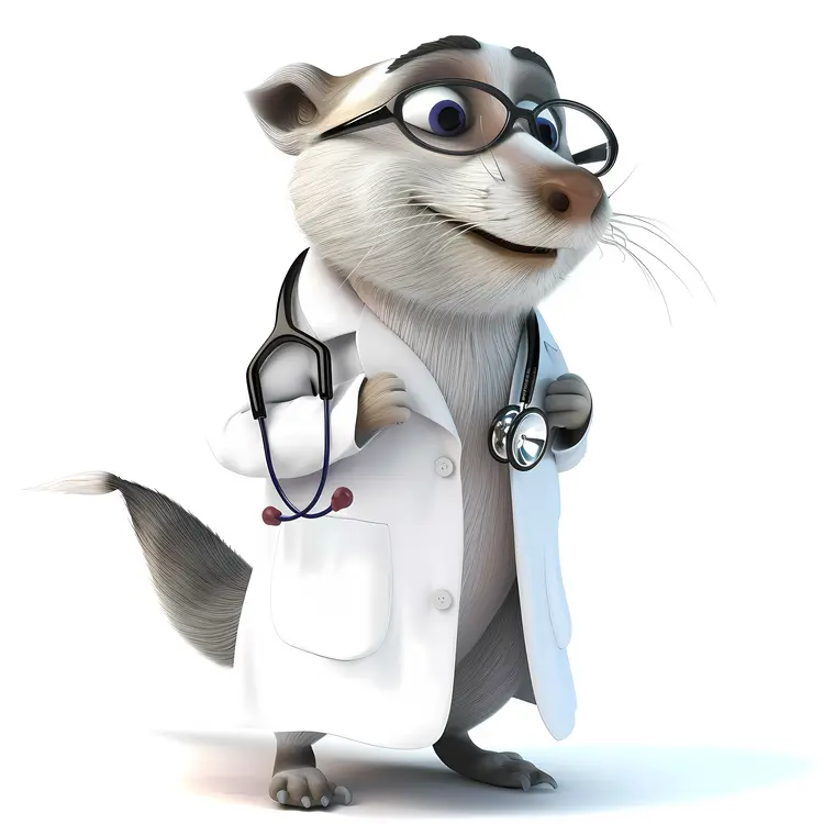 Otter Doctor Cartoon Character