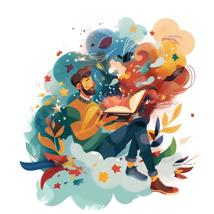 Man Reading a Magical Book