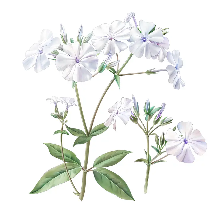 White Flowers with Leaves