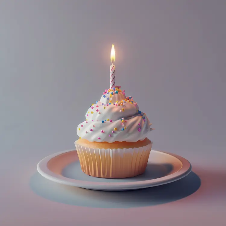 Birthday Cupcake with One Candle