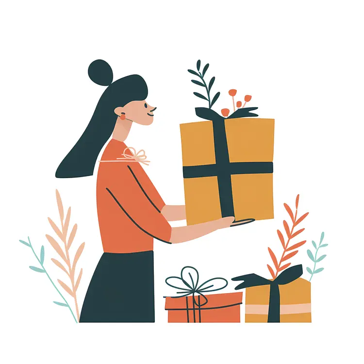Girl Holding a Large Gift Box