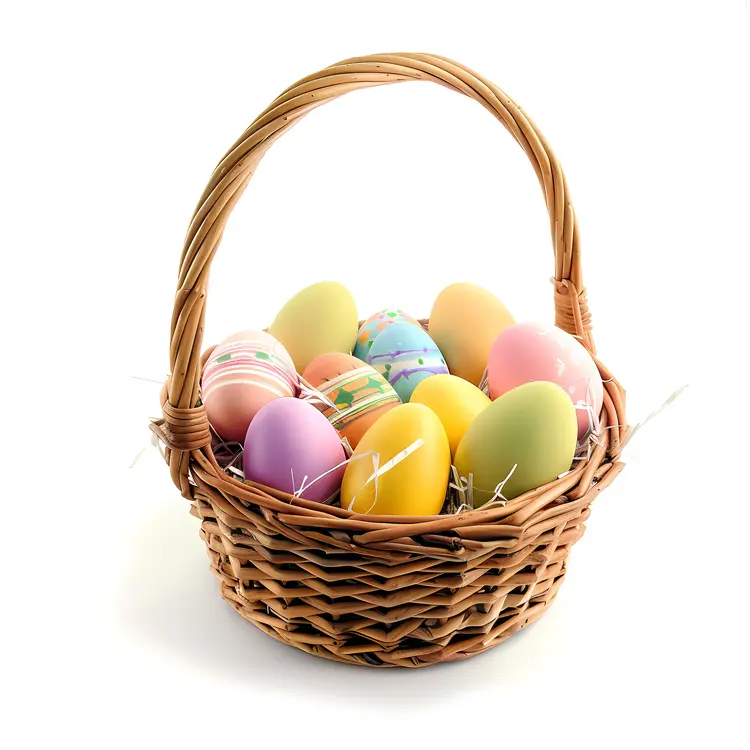 Basket of Pastel Colored Eggs