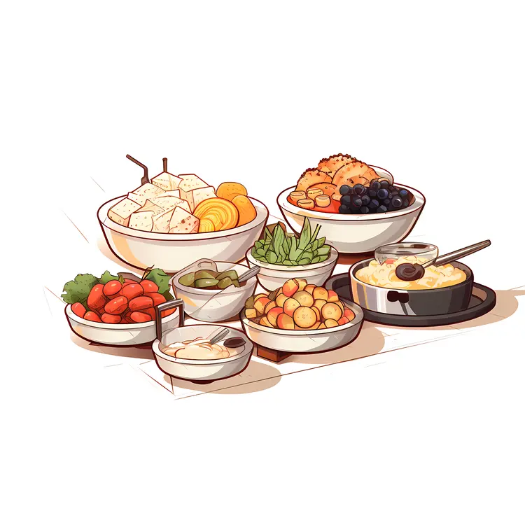 Assorted Dishes in Bowls