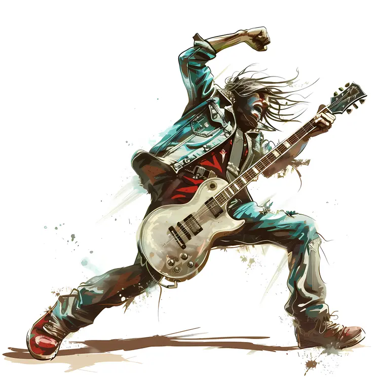 Rock Guitarist in Action