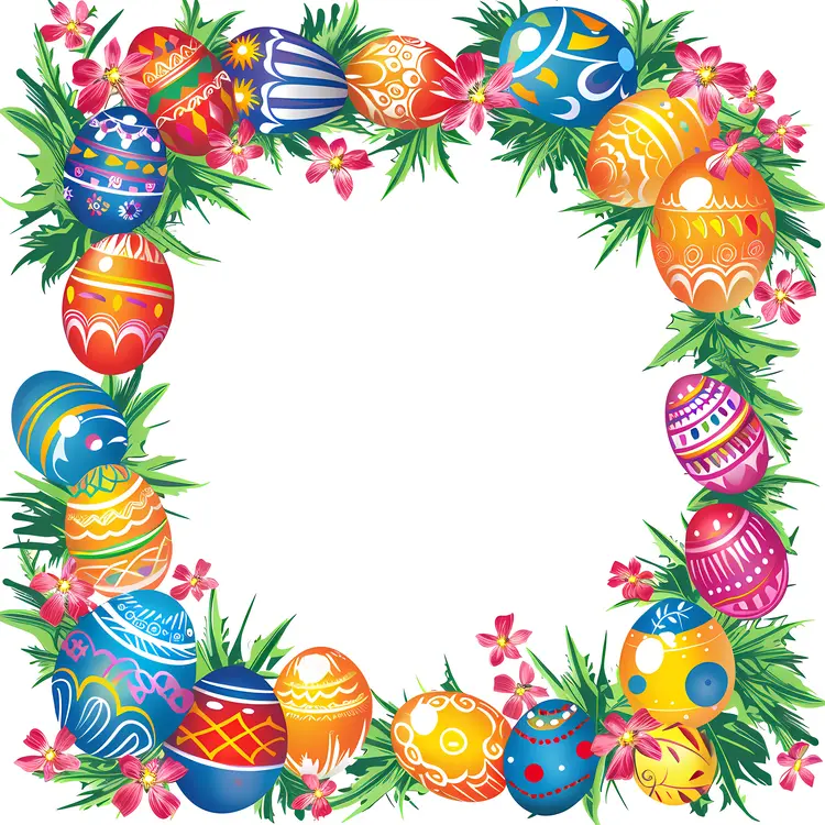 Vibrant Easter Eggs and Greenery Frame