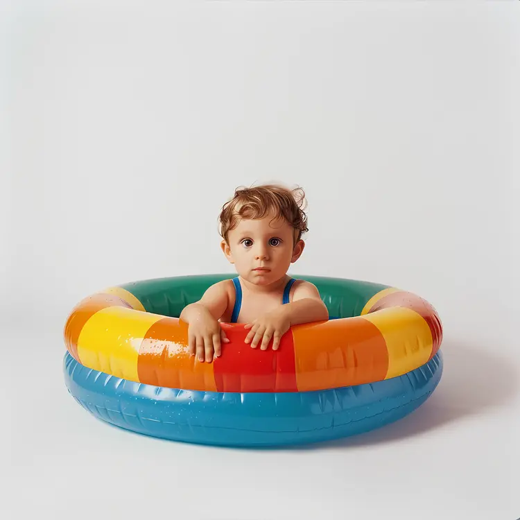Child in Colorful Swimming Float